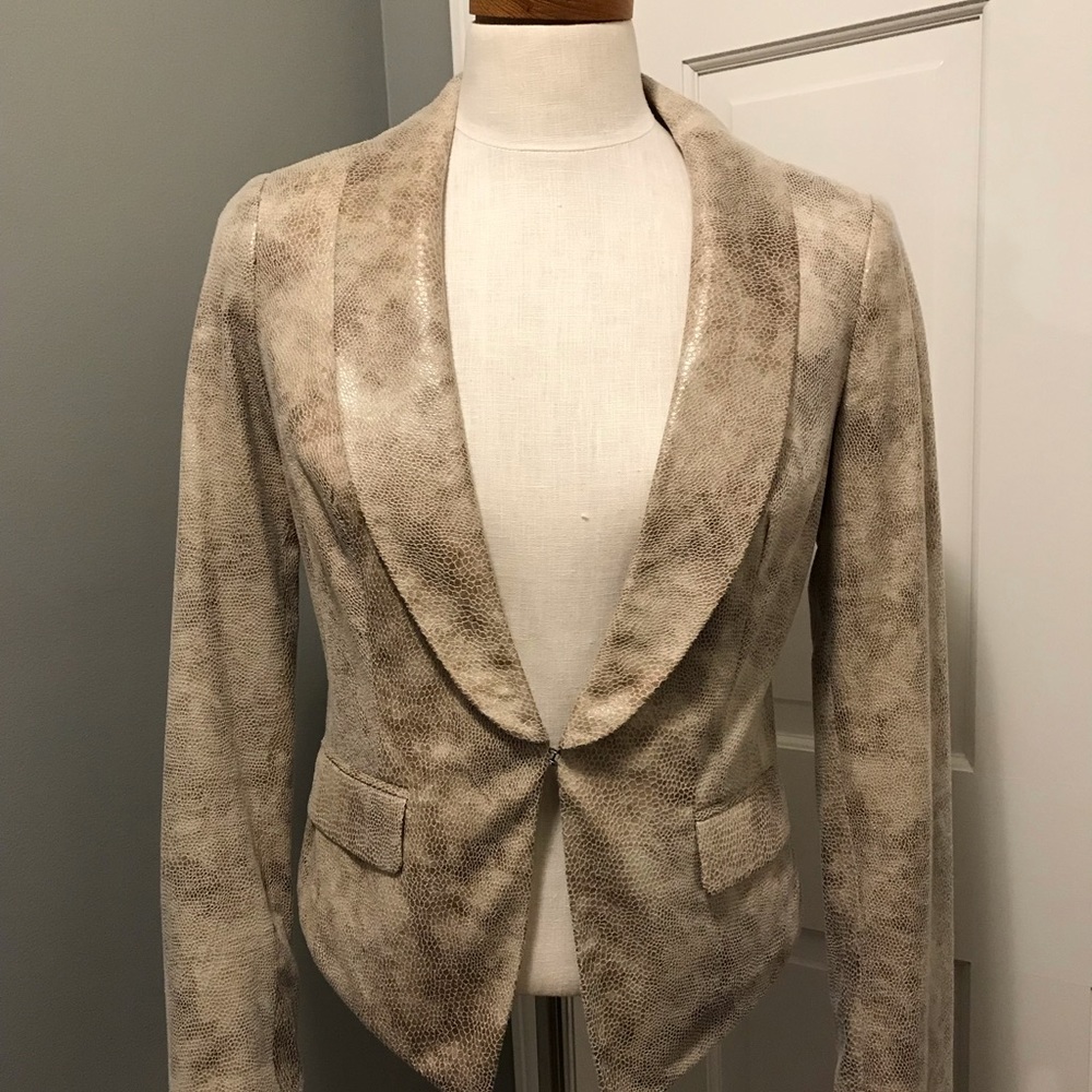 INC asymmetric faux snake skin blazer, small